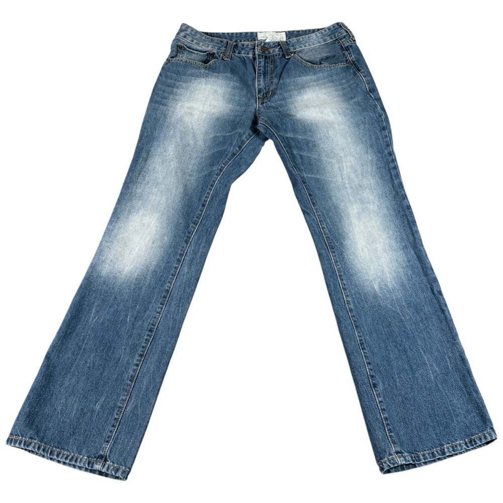 Ecko Unltd Jeans‎ Mens 32 Blue Stretch Logo Medium Wash Straight Leg Casual Wear